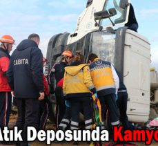 Belediye Atık Deposunda Kamyon Devrildi