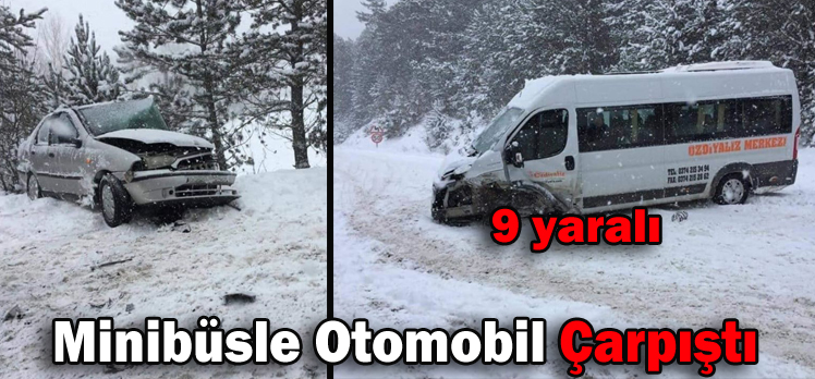 Minibüsle Otomobil Çarpıştı: 9 yaralı