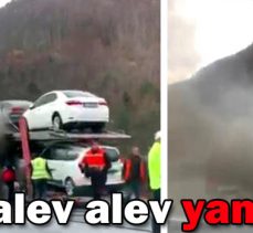 Tır alev alev yandı