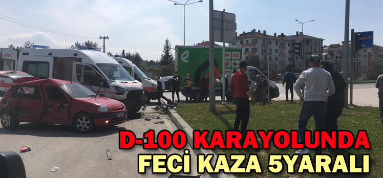 D-100 KARAYOLUNDA FECİ KAZA 5YARALI