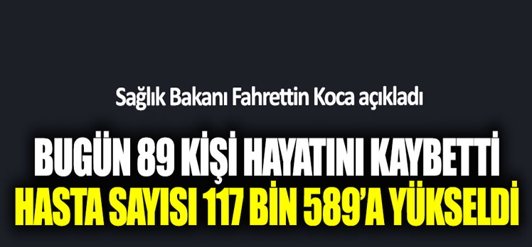 Koronadan 89 kişi daha vefat etti