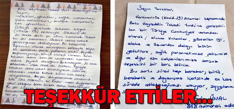 TEŞEKKÜR ETTİLER…