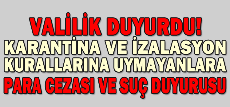 VALİLİK DUYURDU!