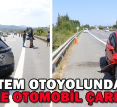 TEM OTOYOLUNDA CİPLE OTOMOBİL ÇARPIŞTI