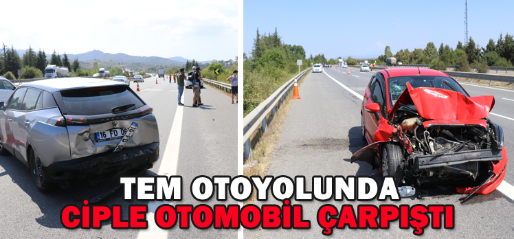 TEM OTOYOLUNDA CİPLE OTOMOBİL ÇARPIŞTI