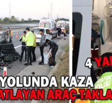 Lastiği patlayan araç takla attı: 4 yaralı