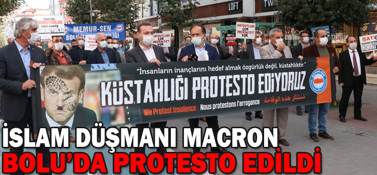 İSLAM DÜŞMANI MACRON BOLU’DA PROTESTO EDİLDİ