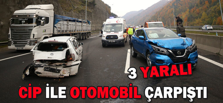 CİP İLE OTOMOBİL ÇARPIŞTI: 3 YARALI