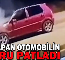 ARIZA YAPAN OTOMOBİLİN MOTORU PATLADI