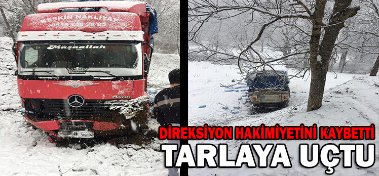 DİREKSİYON HAKİMİYETİNİ KAYBETTİ/TARLAYA UÇTU