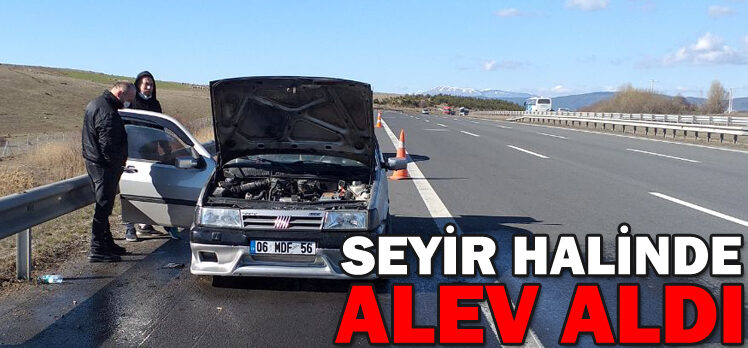 Bolu’da seyir halindeki araç alev aldı