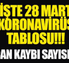 28 Mart Türkiye’nin koranavirüs tablosu