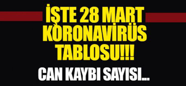 28 Mart Türkiye’nin koranavirüs tablosu