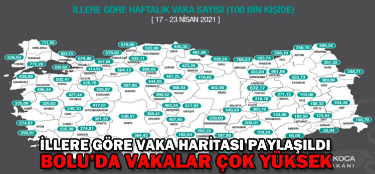 İLLERE GÖRE VAKA HARİTASI PAYLAŞILDI