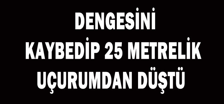 DENGESİNİ KAYBEDİP 25 METRELİK UÇURUMDAN DÜŞTÜ