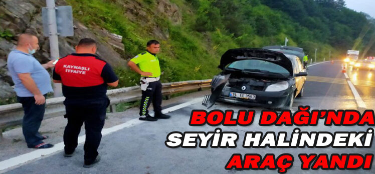 BOLU DAĞI’NDA  SEYİR HALİNDEKİ ARAÇ YANDI