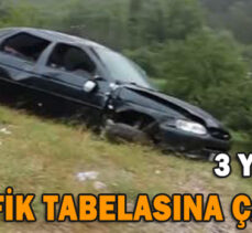 TRAFİK TABELASINA ÇARPTI