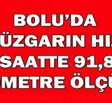 Bolu’da rüzgarın hızı saatte 91,8 kilometre ölçüldü